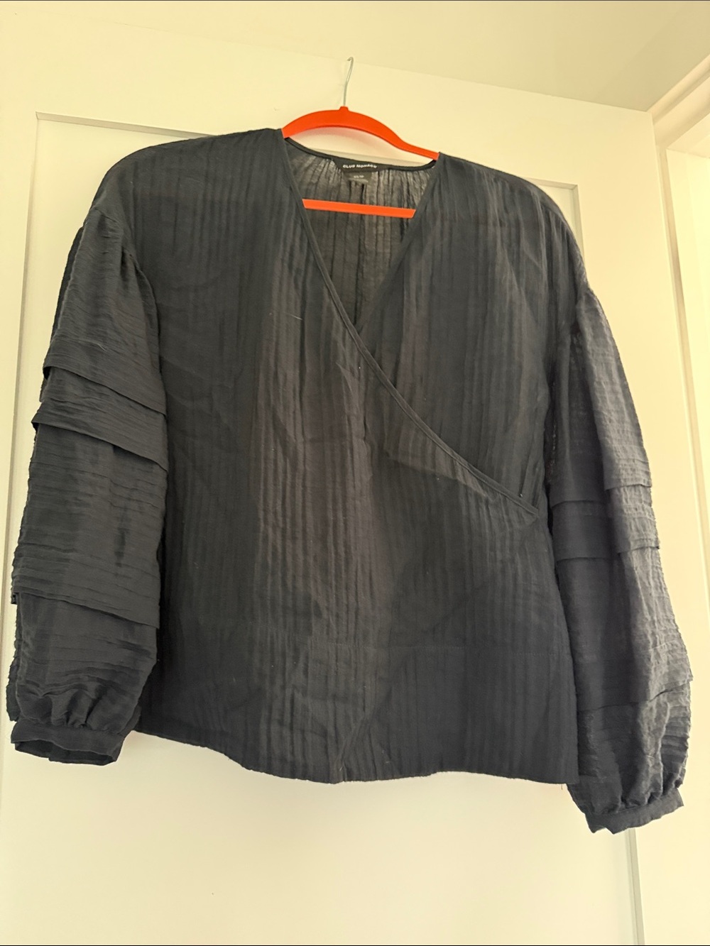 Club Monaco Navy Wrap Blouse